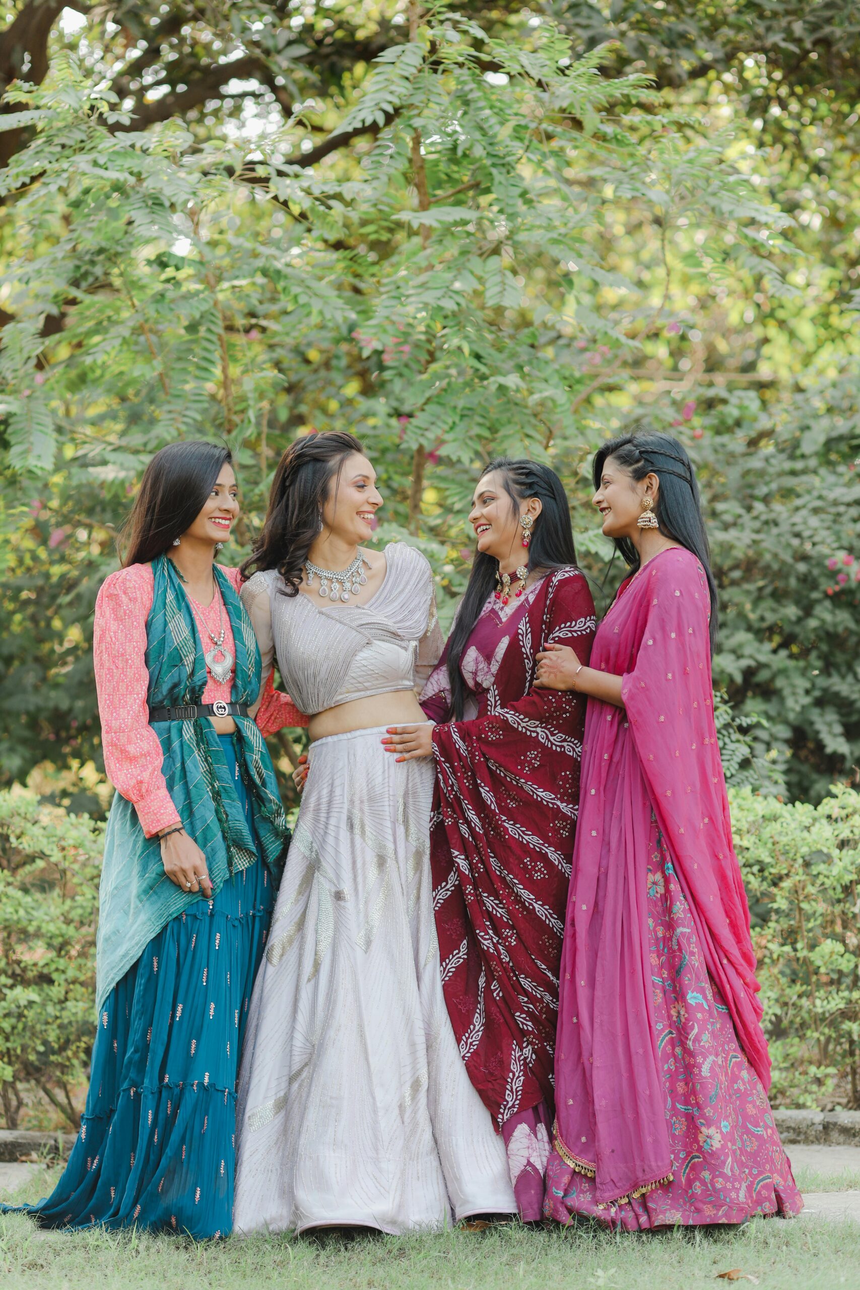 image shows designer lehanga for women .